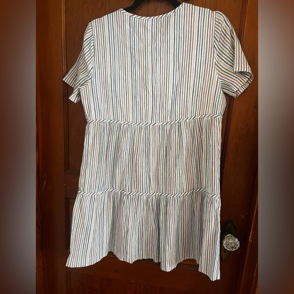 Madewell Size Medium Striped Short Sleeve Tiered Dress - Picture 2 of 3